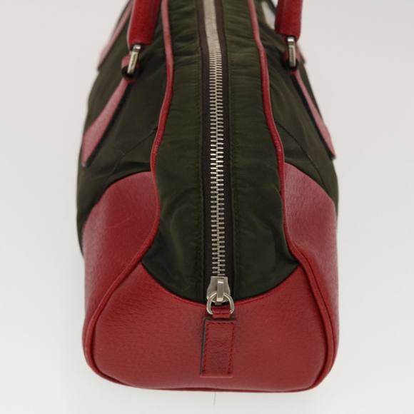 PRADA Hand Bag Nylon Leather Red Green Auth 44987 - Picture 4 of 16